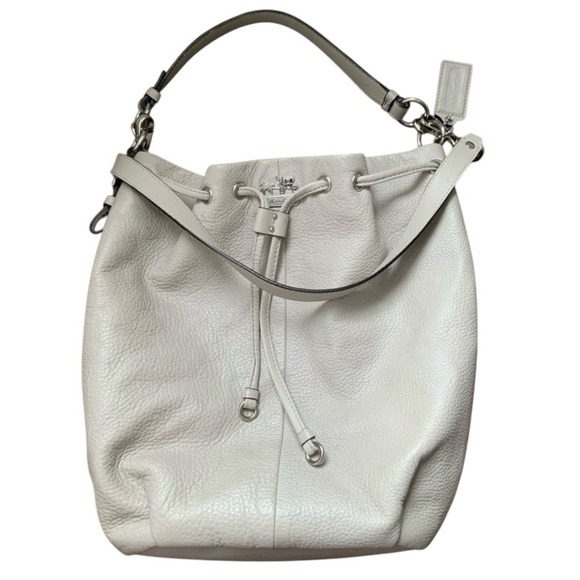 Vintage Y2K 2011 COACH Madison F1120-17016 Leather Drawstring Grey Bag LIKE NEW - Picture 1 of 16